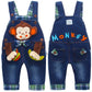 Baby Jeans Overalls Monkey 3D Cartoon Soft Knitted