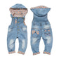 Toddler Fashion Pattern Hooded Denim Overalls