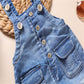 Novel Baby Little Boys Girls Blue Black Denim Wearproof Overalls