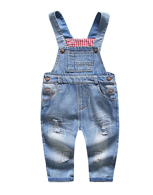 Baby Overalls Red Plaid Ripped Jeans Jumpsuit