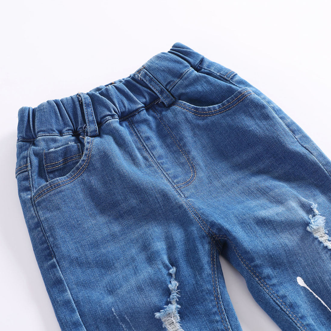 Baby Ripped Jeans Elastic Distressed Denim Pants