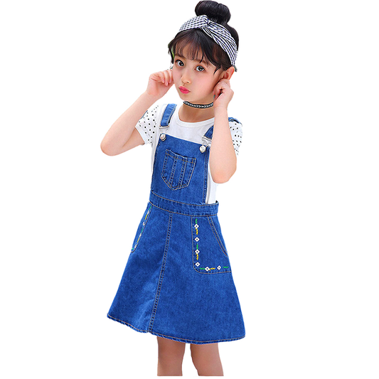 Girls Front Pocket Denim Dress 4T-10T