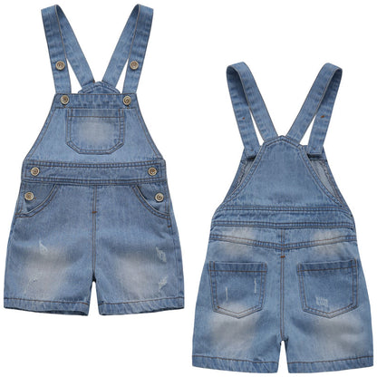 Toddler Baby Summer Front Pocket Denim Shortalls