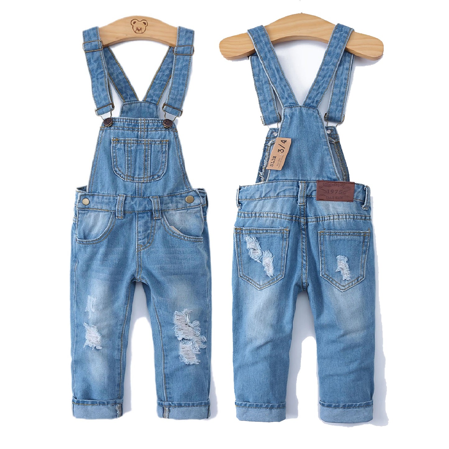 Baby Jumpsuits Rompers Distressed Bib Denim Overalls