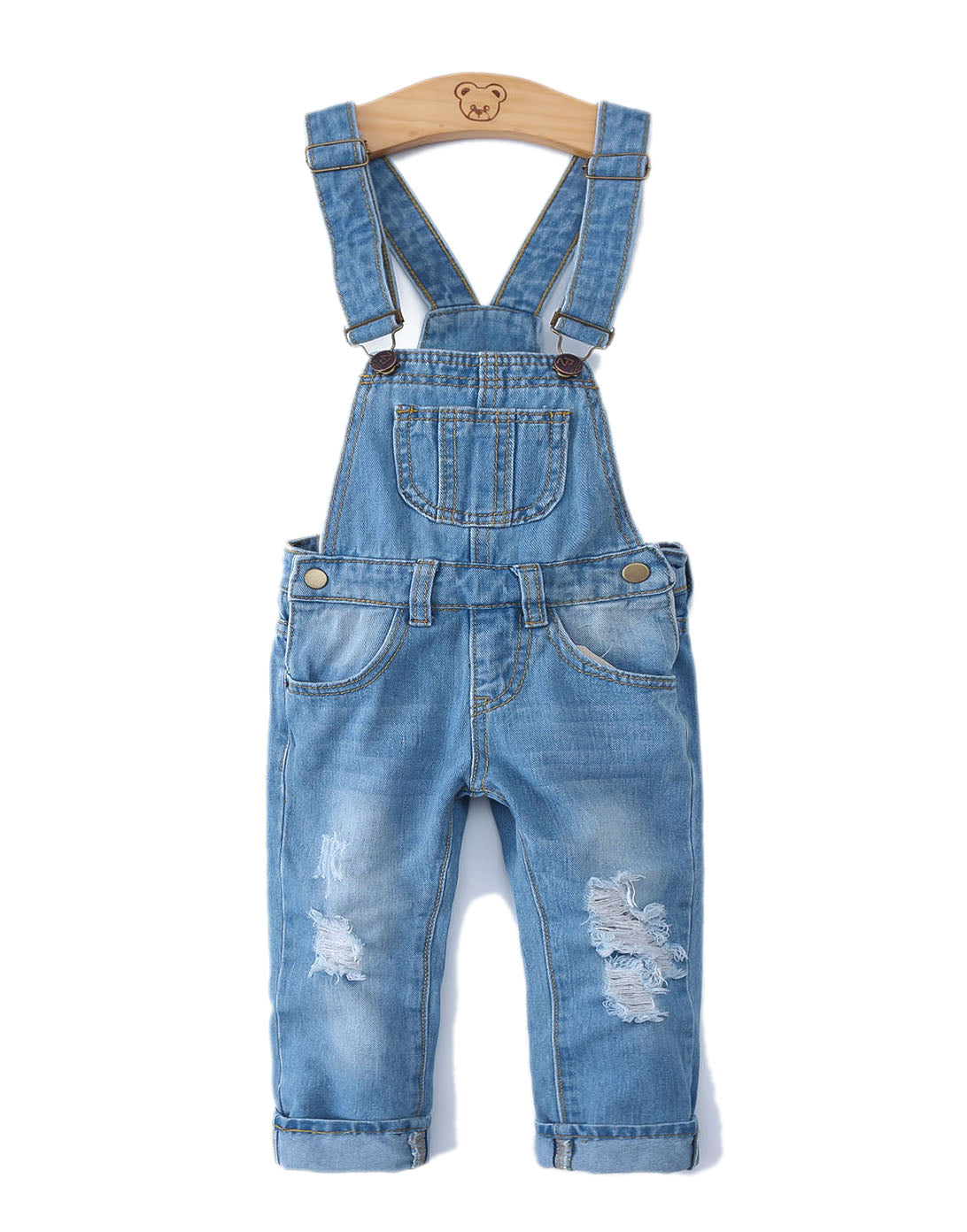 Baby Jumpsuits Rompers Distressed Bib Denim Overalls