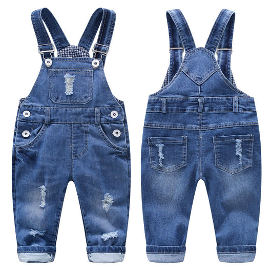 Baby Adjustable Ripped Fashion Jeans Overalls