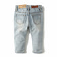 Letter Embroidery Washed Ripped Kids Denim Jeans