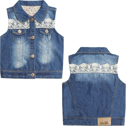 Little Girl Flower Pattern Inner Jean Vest