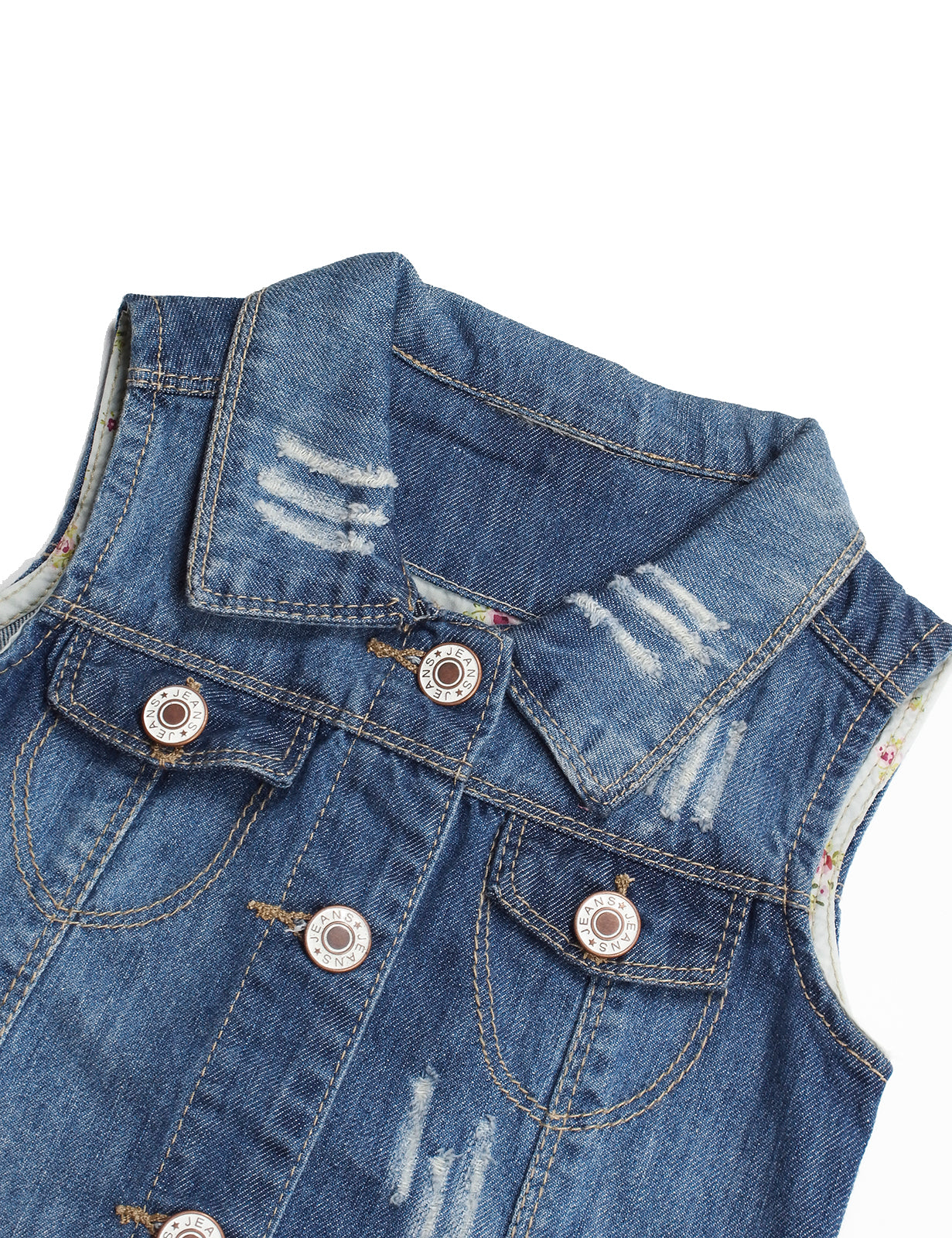 Little Girl Junior Ripped Lace Denim Jean Vest Tops