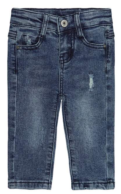 Baby Little Boy Slim Fit Jeans Little Kid Ripped Elastic Band Inside Denim Pants