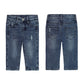 Baby Little Boy Slim Fit Jeans Little Kid Ripped Elastic Band Inside Denim Pants