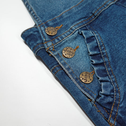 Little Girls Jeans Overalls 3 Buttons Elastic Band Inside Stretchy Soft Denim Jumpsuit