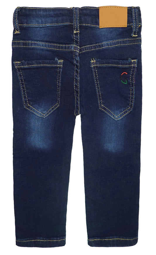 Little Boys Elastic Band Inside Ripped Straight FitSoft Denim Slim Jeans