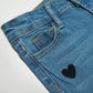 Little Girls Elastic Band Embroidered Heart Stretchy Soft Jeans Pants