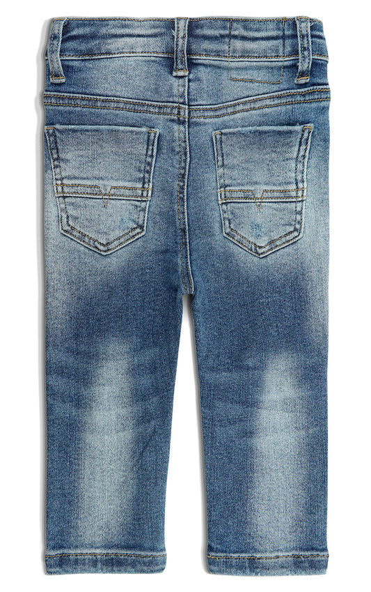 Little Boys Elastic Band Ripped Soft Denim Jeans Pants