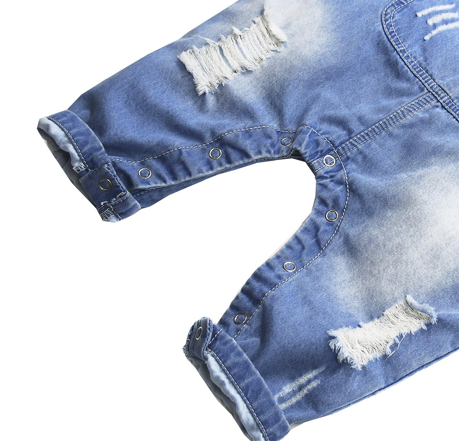 Kidscool Space Baby Cotton Ripped Easy Diaper Changing Soft Cute Jeans Overalls - Kidscool Space
