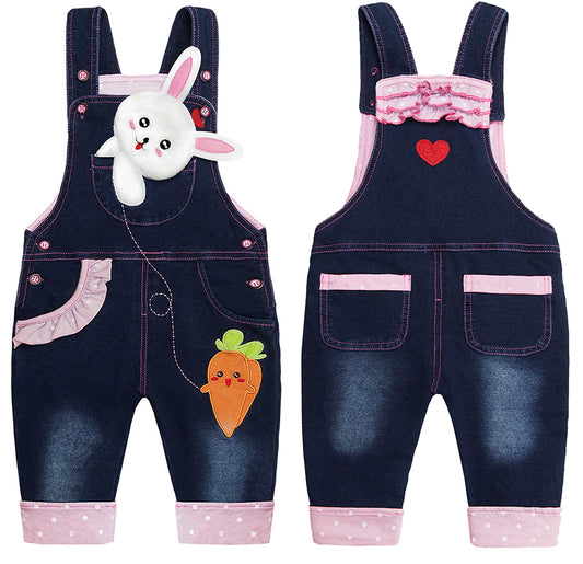 Baby Cartoon Carrot Bunny Novel Overalls