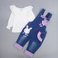 Baby & Toddler Girl Bunny Style Soft Denim Overalls Set