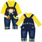 Toddler Monkey Jeans Overalls & Bear Shirt Set